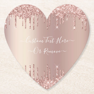 Rose Gold Glitter Coaster with Custom Text