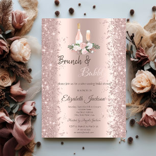 Rose Gold Glitter Confetti Brunch Bridal Shower Invitation