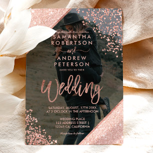 Rose gold glitter confetti budget wedding photo