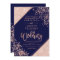 Rose gold glitter confetti chic navy blue wedding