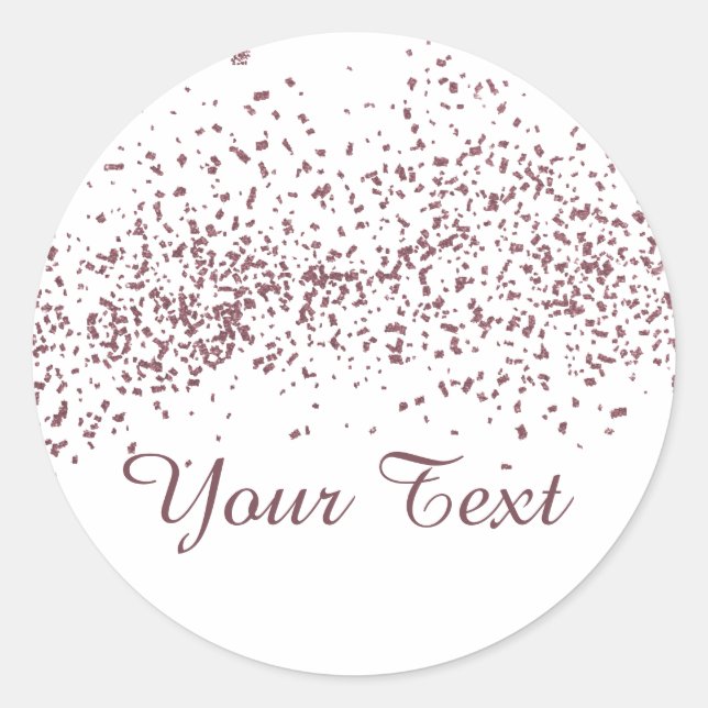 Rose Gold glitter confetti Classic Round Sticker (Front)