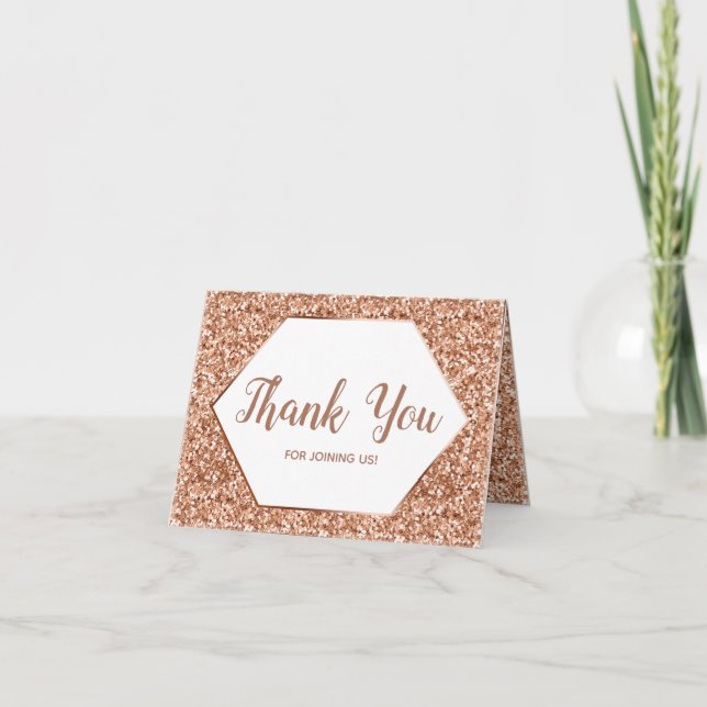 Rose Gold Glitter Confetti Glam Thank You Photo (Front)