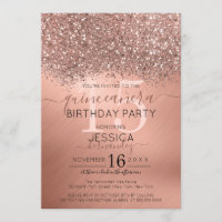 Rose Gold Glitter Confetti Metallic Quinceañera