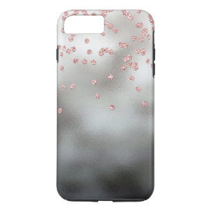 Rose gold glitter confetti on silver Case-Mate iPhone case