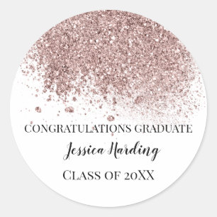 Rose Gold Glitter Congratulations Graduate Classic Round Sticker