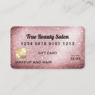 Rose Gold Glitter Credit Card Gift Certificate