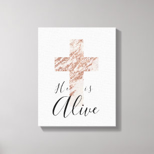 Rose Gold Glitter Cross Easter Christian Faux Canv Canvas Print