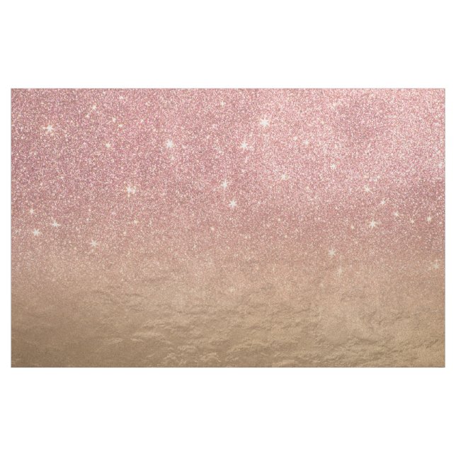 Rose Gold Glitter Crumbled Foil Ombre Gradient Fabric (Yard)