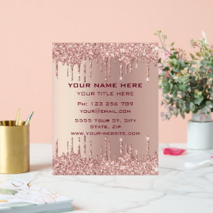 Rose Gold Glitter Custom Business Acrylic Sign