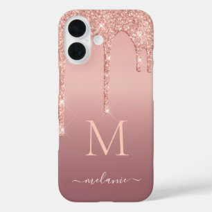 Rose Gold Glitter Custom Letter Name iPhone Case