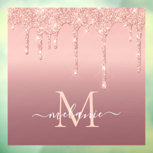 Rose Gold Glitter Custom Letter Name Window Cling
