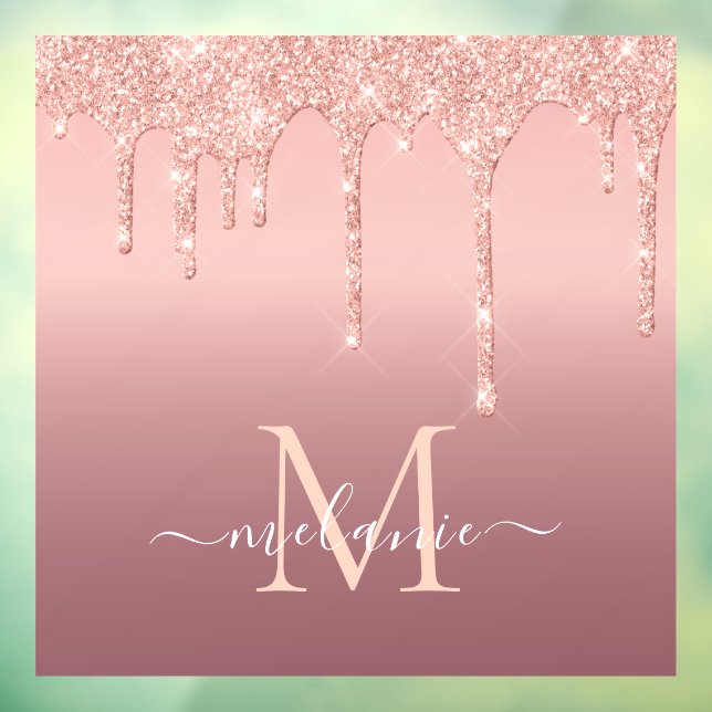 Rose Gold Glitter Custom Letter Name Window Cling (Sheet 3)