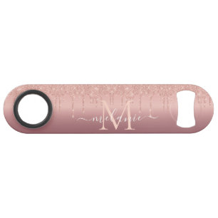 Rose Gold Glitter Custom Letter Your Name Bar Key