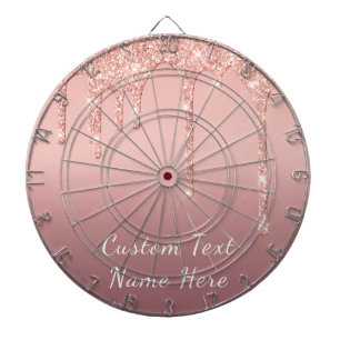 Rose Gold Glitter Custom Text Dart Board