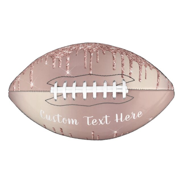 Rose Gold Glitter Custom Text Gift Football (Front)