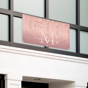 Rose Gold Glitter Custom Text Letter Banner