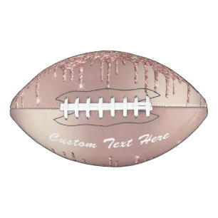 Rose Gold Glitter Custom Text Name Football