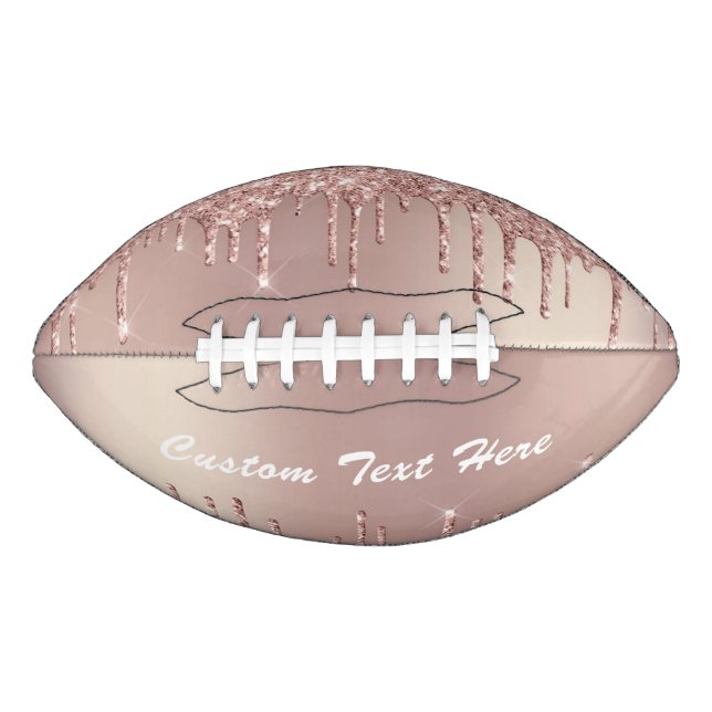 Rose Gold Glitter Custom Text Name Football (Front)