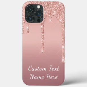 Rose Gold Glitter Custom Text Name iPhone Case
