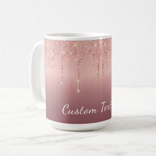 Rose Gold Glitter Custom Text Name Mug Gift