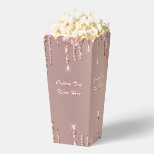 Rose Gold Glitter Custom Text Name Popcorn Boxes