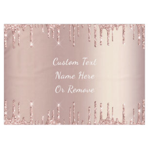 Rose Gold Glitter Custom Text Name Tablecloth Gift