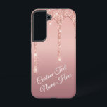 Rose Gold Glitter Custom Text Samsung Galaxy Case<br><div class="desc">Samsung Galaxy Cases or iPhone Cases with Custom Text Rose Gold Blush Glitter Sparkle Drips Pink Wedding or Party Supplies / Gift - Add Your Unique Text / Name or Remove Text - Make Your Special Gift - Resize and move or remove and add text / elements with Customisation tool....</div>