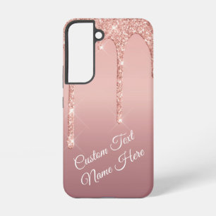 Rose Gold Glitter Custom Text Samsung Galaxy Case