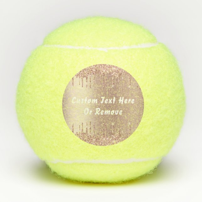 Rose Gold Glitter Custom Text Tennis Balls Gift (Front)