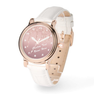 Rose Gold Glitter Custom Text Your Name Watch