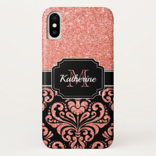 Rose Gold Glitter Damask Case-Mate iPhone Case