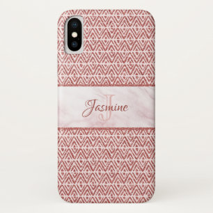Rose Gold Glitter Diamond Pattern Monogram Case-Mate iPhone Case