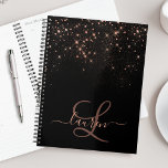 Rose Gold Glitter Diamond Sparkle Elegant Monogram Planner<br><div class="desc">Create your own personalised black and rose gold diamond sparkle planner with your custom monogram and name.</div>
