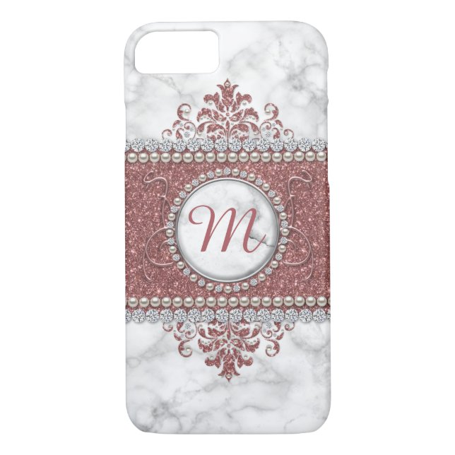 Rose Gold, Glitter, Diamonds and Pearls Case-Mate iPhone Case (Back)