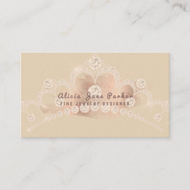 Rose gold glitter diamonds jewel jewellery designe business card (Front)