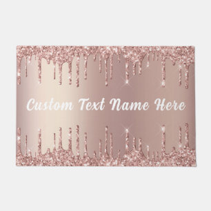 Rose Gold Glitter Doormat with Custom Text