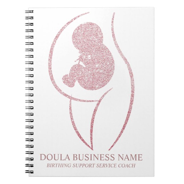 Rose Gold Glitter Doula & Birth Coach Journal (Front)