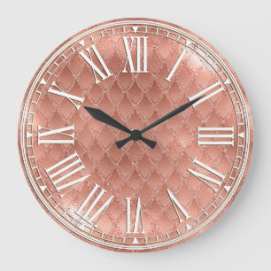 Rose Gold & Glitter Dragon Scales Large Clock