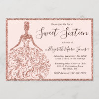 Rose Gold Glitter Dress Sweet Sixteen 16 Birthday
