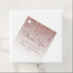 Rose Gold Glitter Drip 18th Birthday Party Favour Tags<br><div class="desc">These chic,  elegant 18th birthday party favour tags feature a sparkly rose gold faux glitter drip border and rose gold ombre background. Personalise them with the guest of honour's name and birthday in dark rose handwriting script,  with the party date below in sans serif font.</div>
