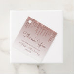Rose Gold Glitter Drip 18th Birthday Party Favour Tags<br><div class="desc">These chic,  elegant 18th birthday party favour tags feature a sparkly rose gold faux glitter drip border and rose gold ombre background. Personalise them with the guest of honour's name and birthday in dark rose handwriting script,  with the party date below in sans serif font.</div>