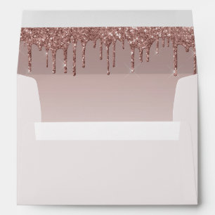 Rose Gold Glitter Drip Baby Shower Envelope