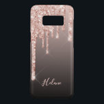 Rose gold glitter drip copper ombre name girly Case-Mate samsung galaxy s8 case<br><div class="desc">An elegant,  girly and glam phone case. Faux rose gold,  copper glitter drip,  paint drip.  Black,  brown ombre background. Insert your name,  written with a modern hand lettered style script. Rose gold coloured letters.</div>