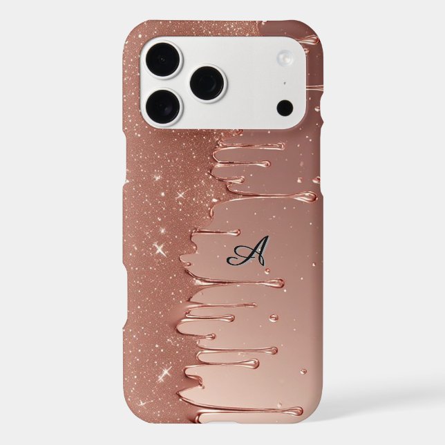 Rose Gold Glitter Drip Custom Name Monogram (Back)