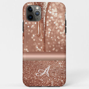 Rose Gold Glitter Drip Custom Name Monogram Case-Mate iPhone Case