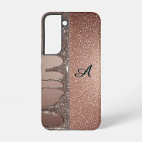 Rose Gold Glitter Drip Custom Name Monogram