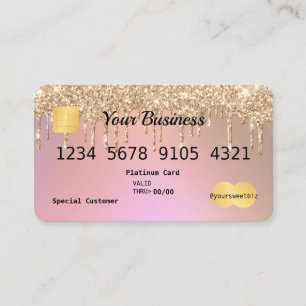 Rose Gold Glitter Drip Ombre Credit Business Card