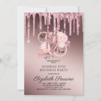 Rose Gold Glitter Drips 50 And Fab Birthday