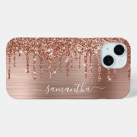 Rose Gold Glitter Drips and Foil Girly Signature