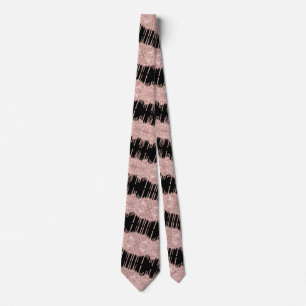 Rose Gold Glitter Drips Black Neck Tie